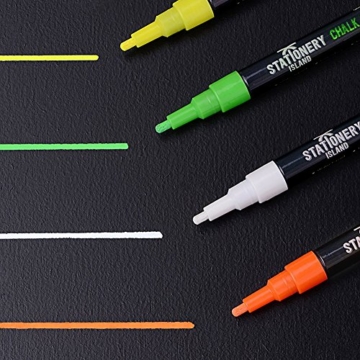 Stationery Island Kreidestift D30 3mm Feine Rundspitze – Kreidemarker Trocken Abwischbar Bunt 8er Set - 4